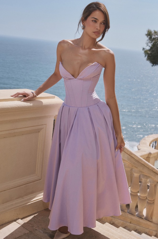 house of cb purple prom dress Clothing : Maxi Dresses : 'Charmaine' Lavender Corset Maxi Dress