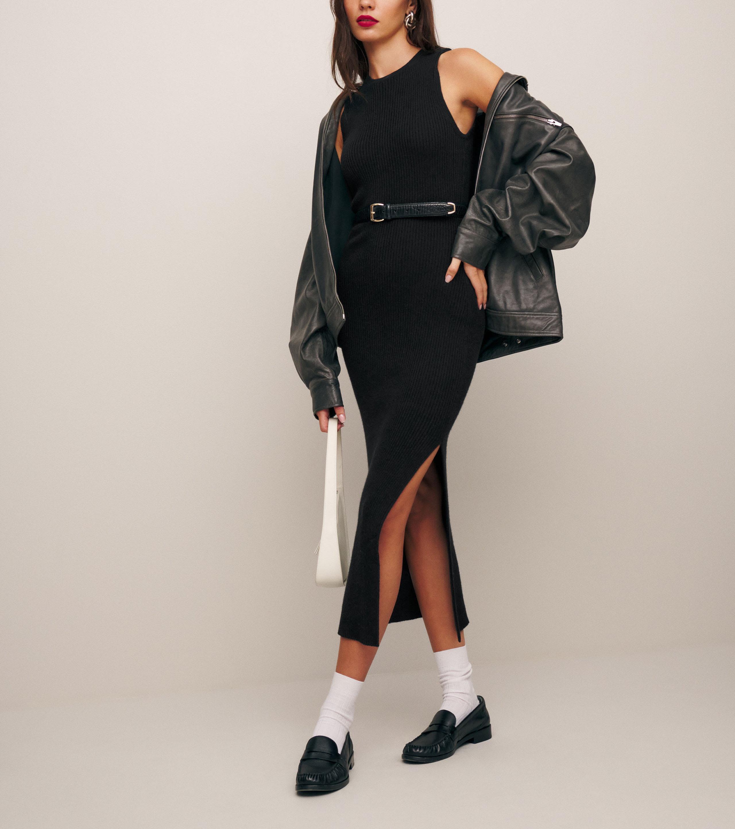 Basil Cashmere Sleeveless Sweater Dress by Reformation - Pickle