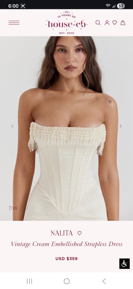 nalita vintage cream embellished strapless dress Rent House of CB Ecru Dress US 6