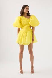 aje yellow mini dress AJE DAWN RUCHED MINI DRESS YELLOW by Aje