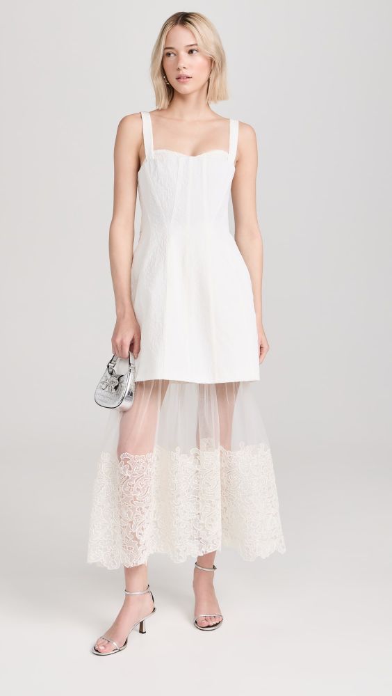 callan bustier midi dress SIMKHAI Callan Bustier Midi Dress in Ivory