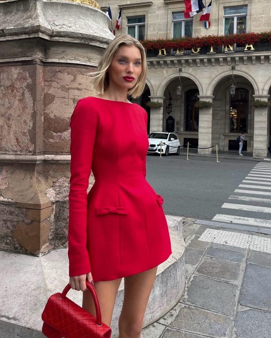 ❤️Helsa Red Long Parasol Mini Dress Pickle