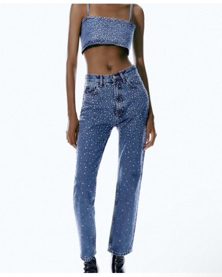 Zara Rhinestone Denim Pickle