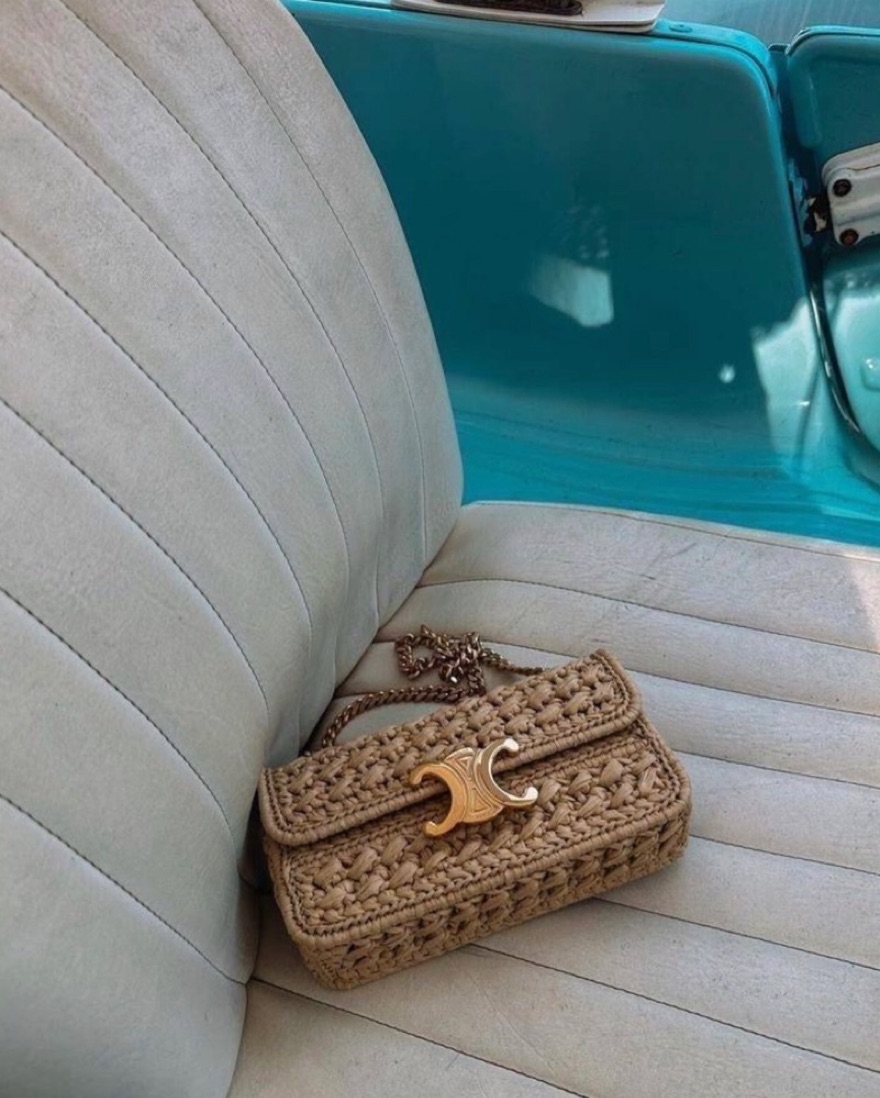 Celine Triomphe Raffia Bag Pickle