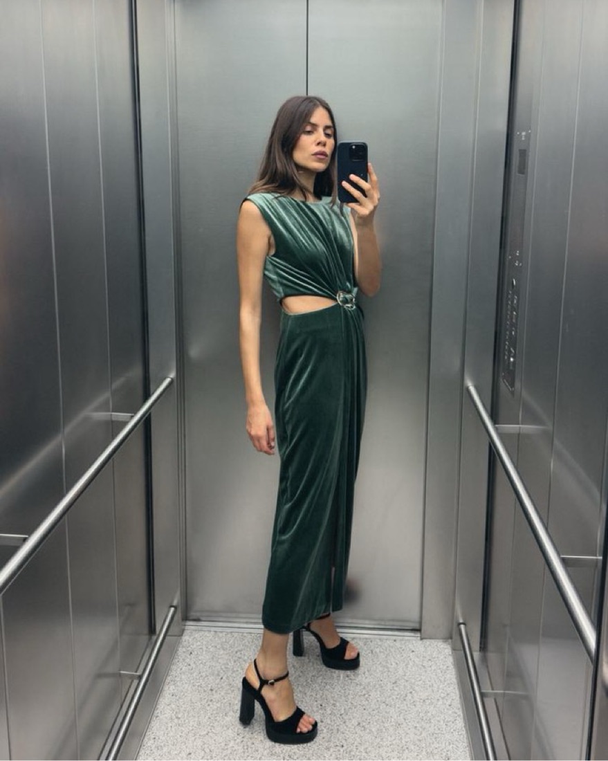 zara velvet dress green AGES 6-10 / LIMITED EDITION