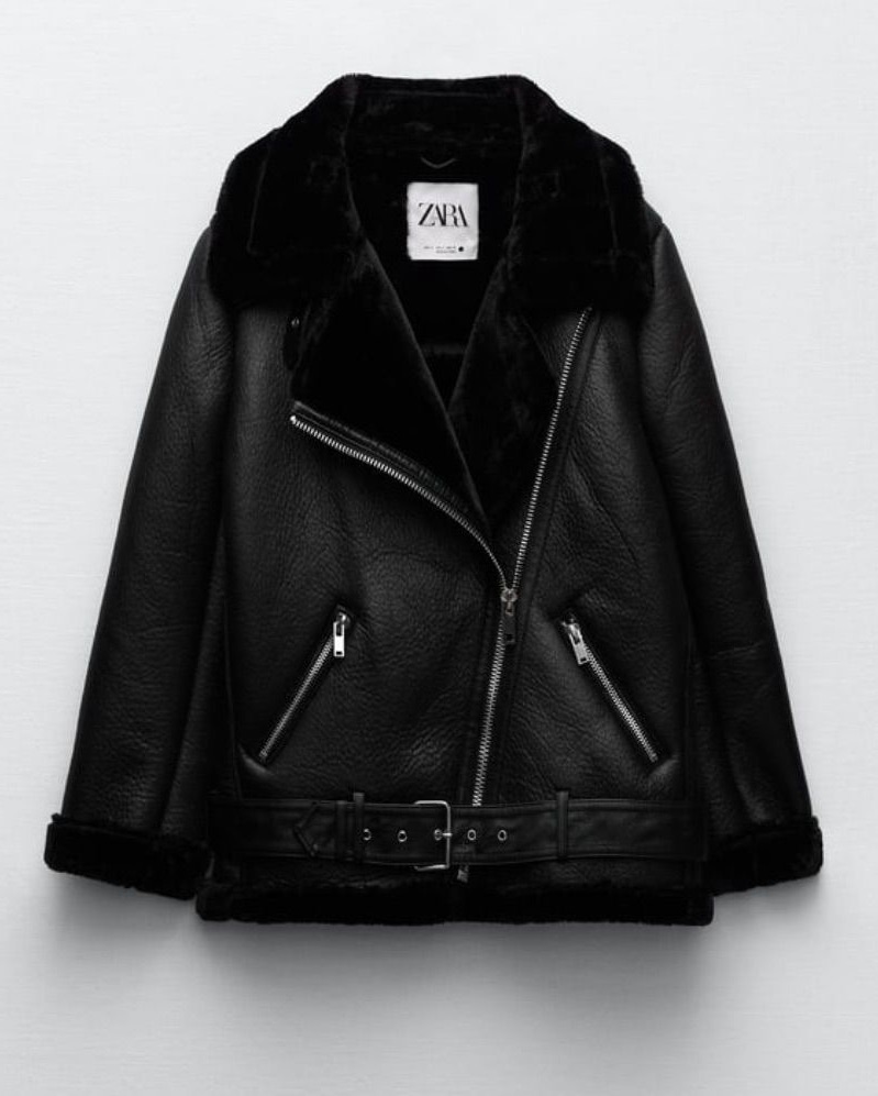 Zara Black Fur Jacket Pickle
