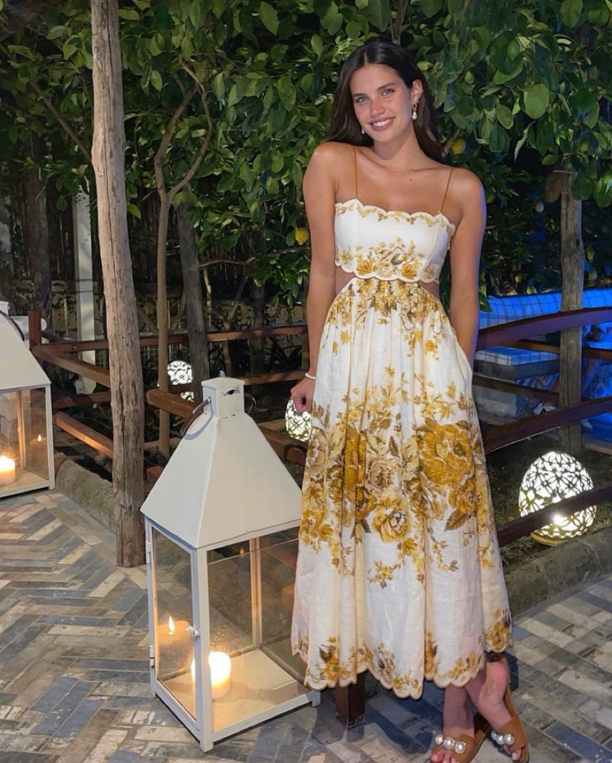 Zimmermann aliane Scallop Midi Dress Pickle