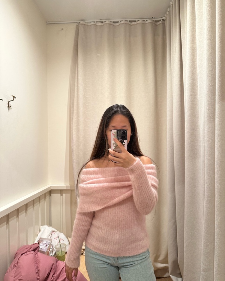 Rouje Lens Off Shoulder Sweater Pickle