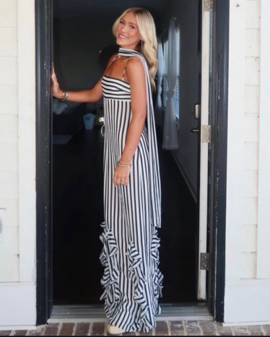 House Of Harlow Nieve Striped Maxi Dress Pickle