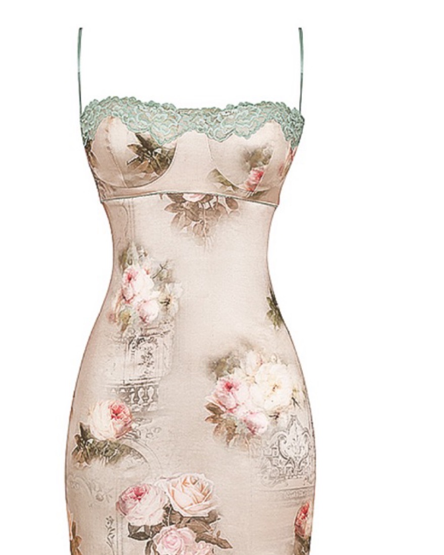 Venus Vintage Floral Midi Dress Pickle