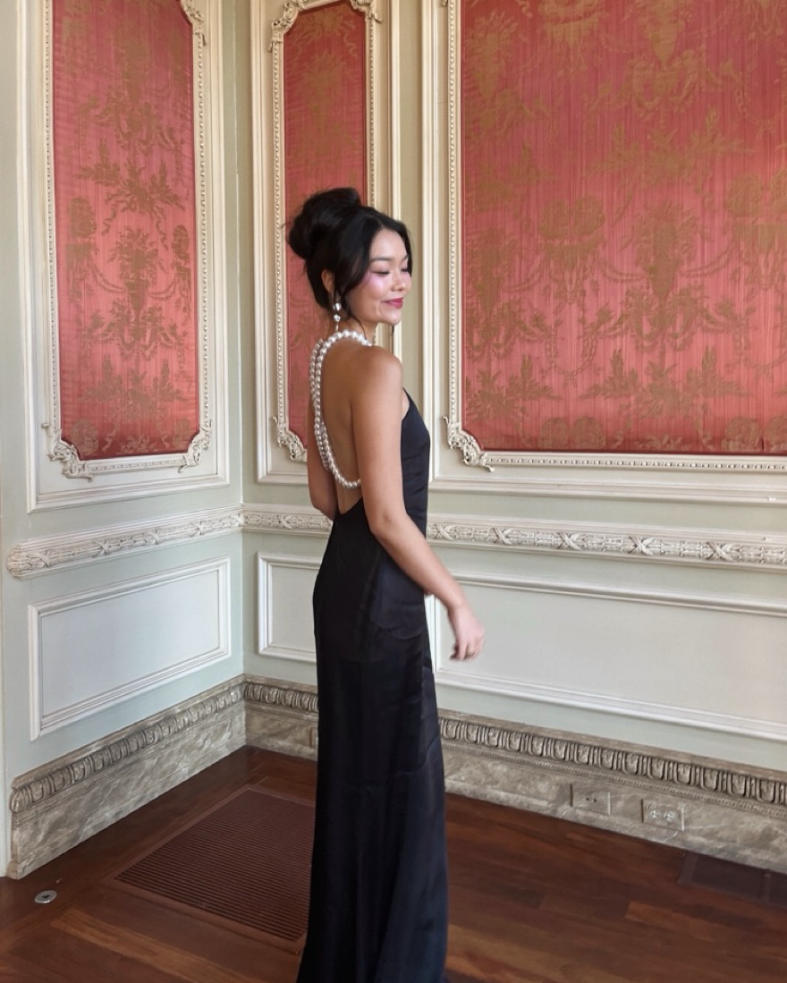 Meshki Black Pearl Halter Maxi Dress Pickle