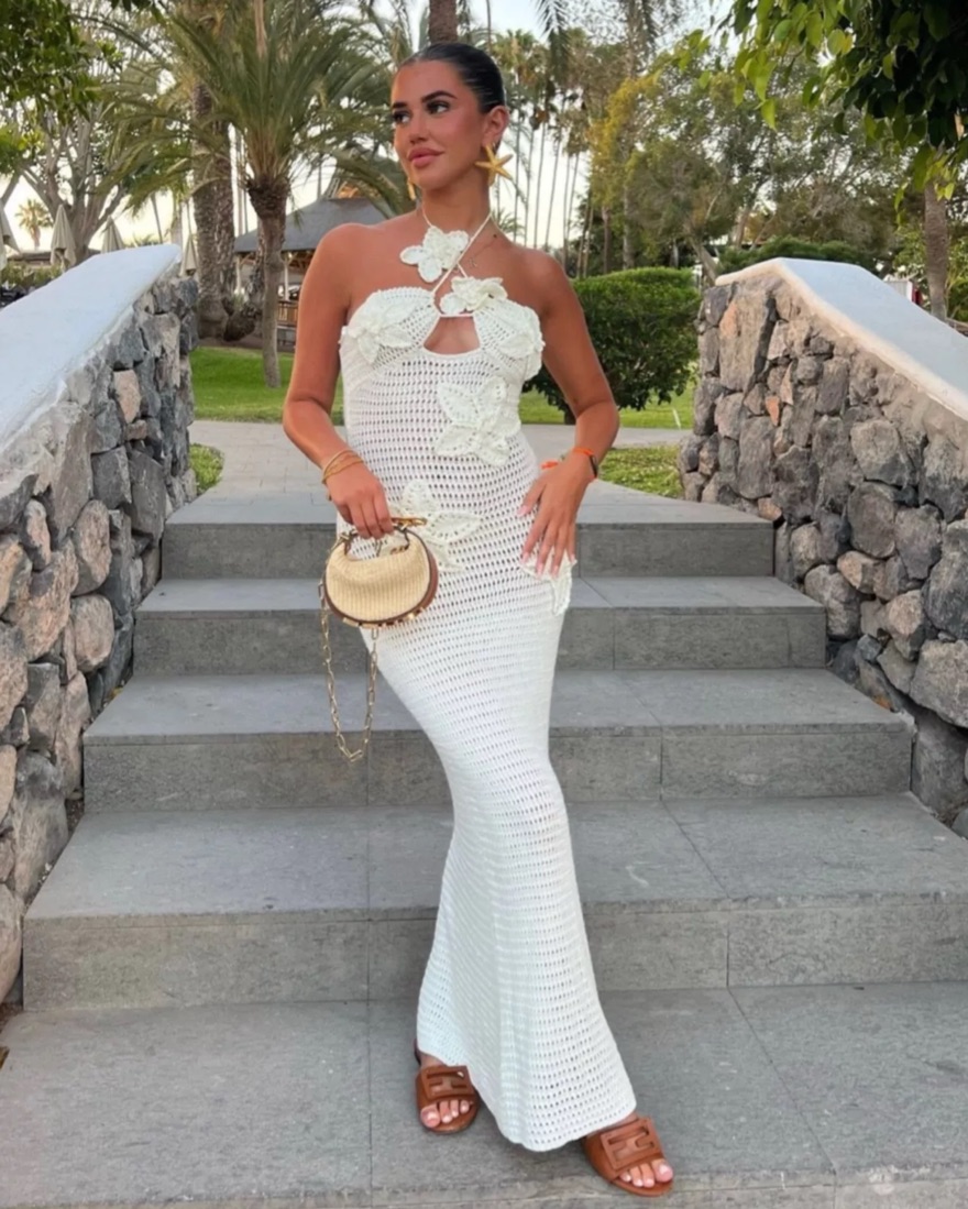 Meshki Kyla Crochet Maxi Dress Ivory | Pickle 