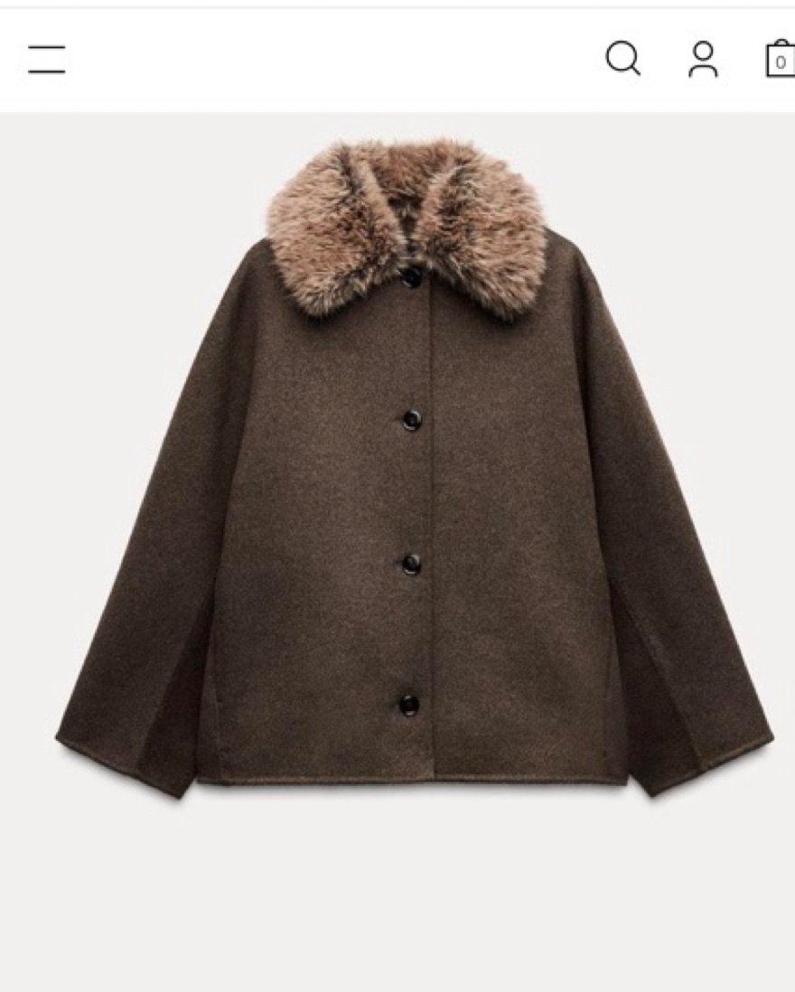 Zara Fur Collar Jacket Pickle