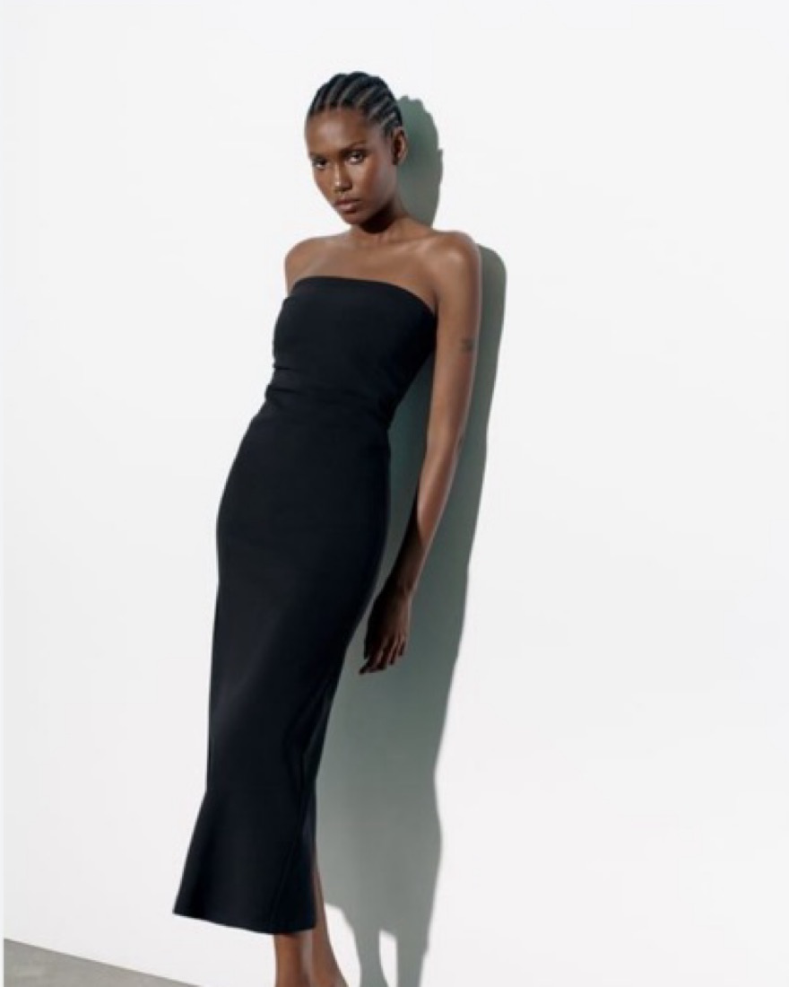 Zara Black Midi Dress Black Satin Slip Dress Zara Black Gown Zara