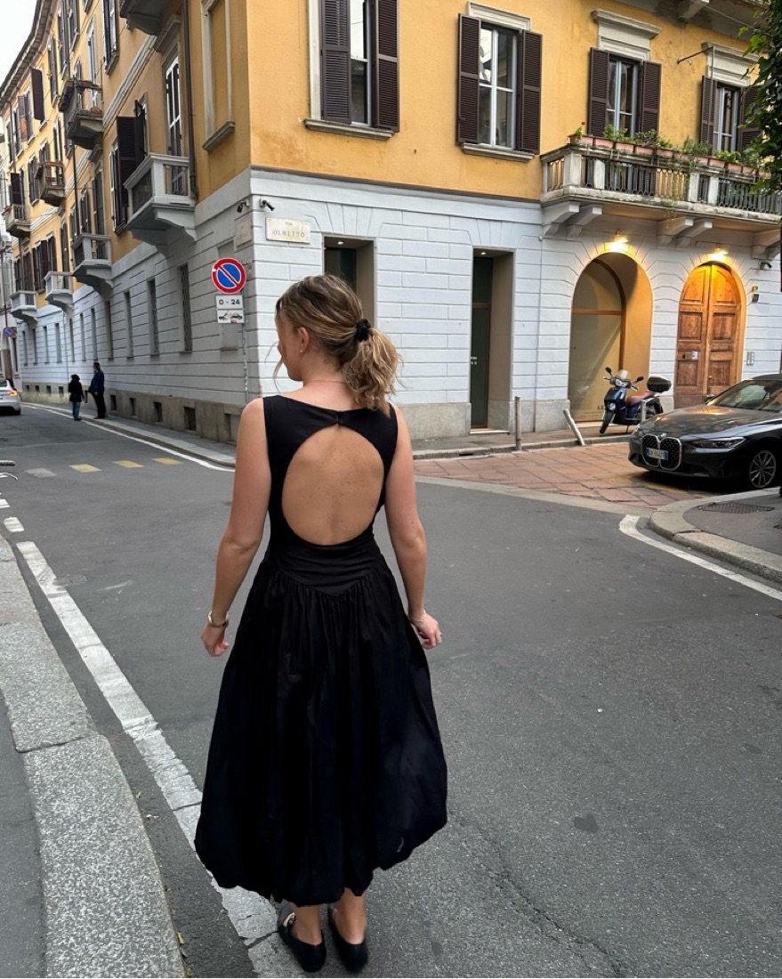 Reformation Black Open Back Dress Pickle