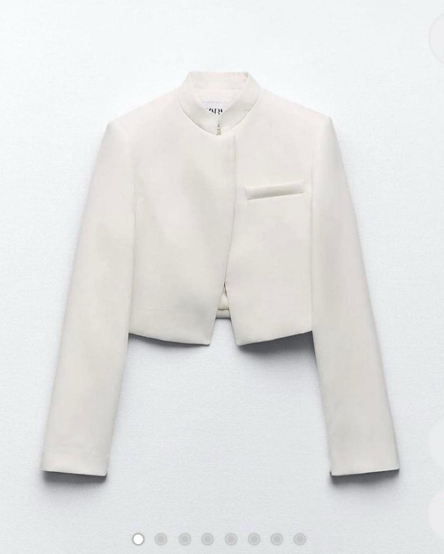 Cropped Blazer White Jacket Zara Woman ZARA WOMAN NEW TEXTURED