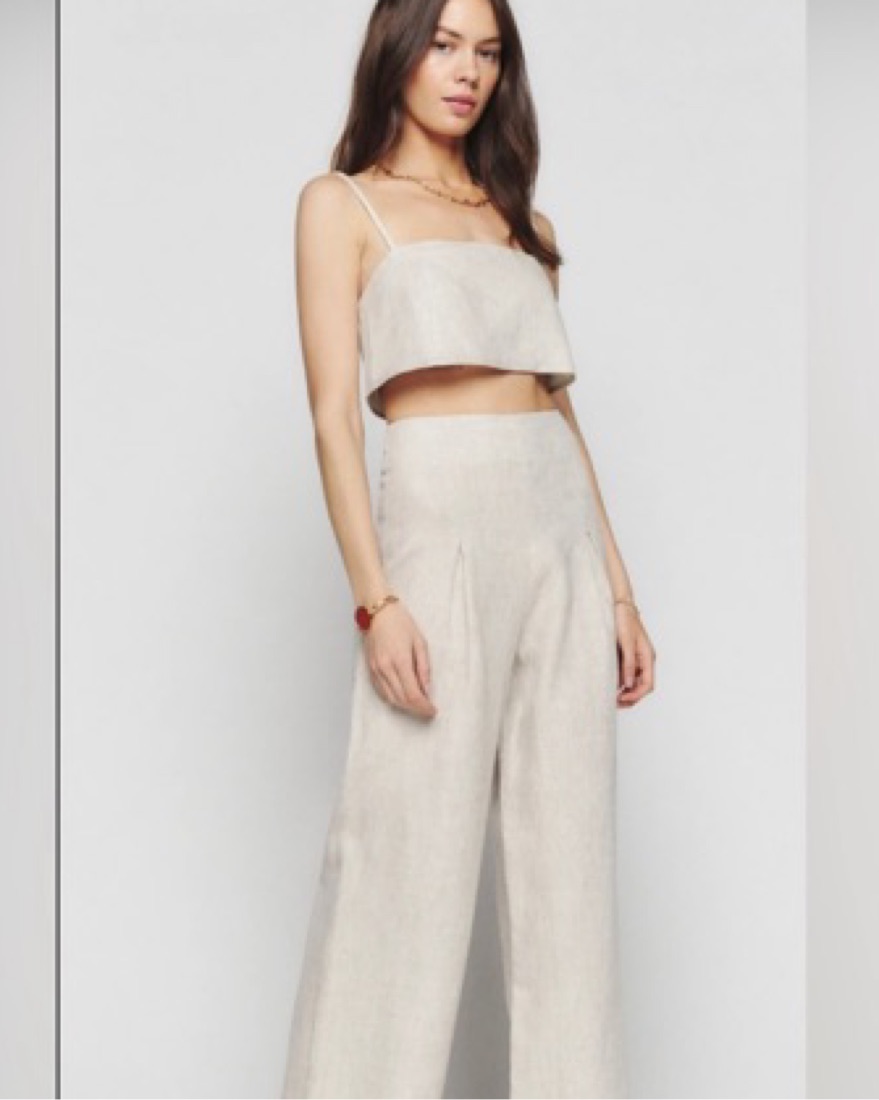 Reformation Cleo Linen Set Pickle