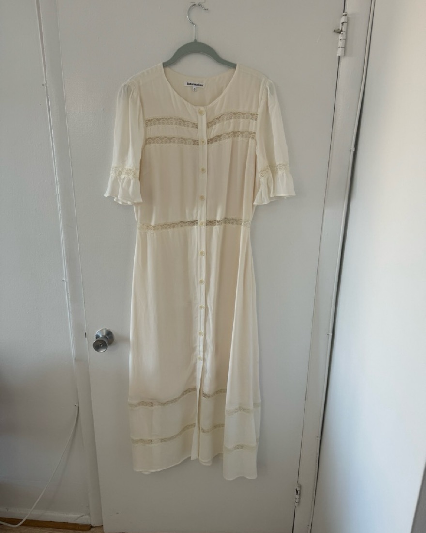 Reformation Woodson Dress In Ivory Pickle