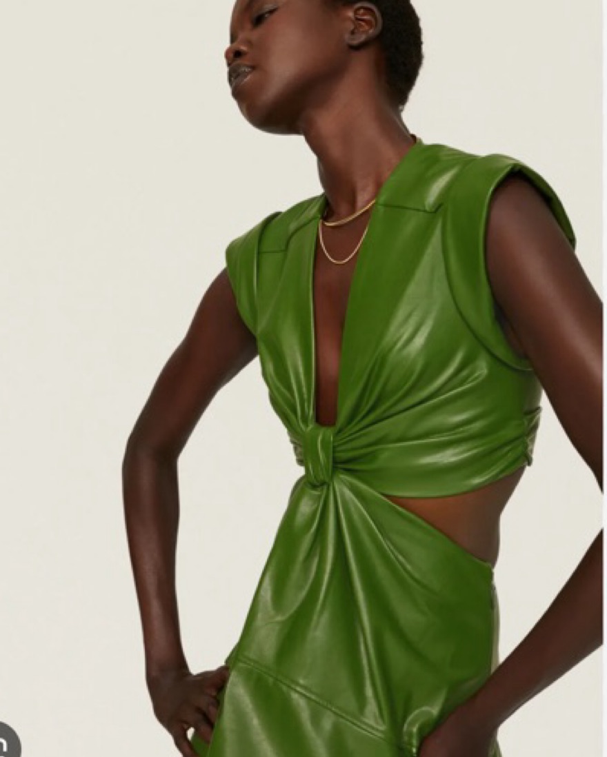 A.L.C Green Leather Mini Dress | Pickle 