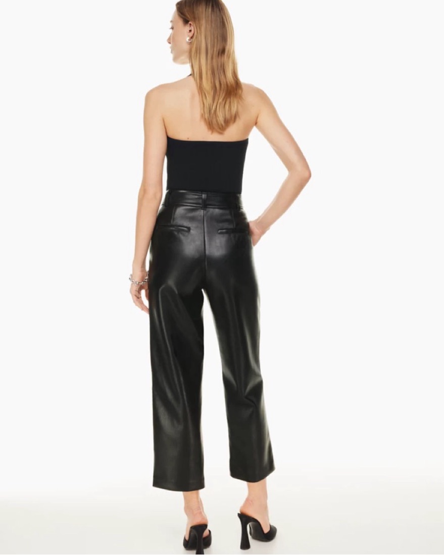 Pantalones Showpo Azelia - Cropped De Piel Sintética Negro