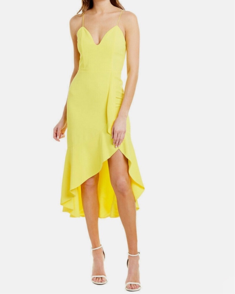 Alice Olivia Yellow Midi Dress Pickle