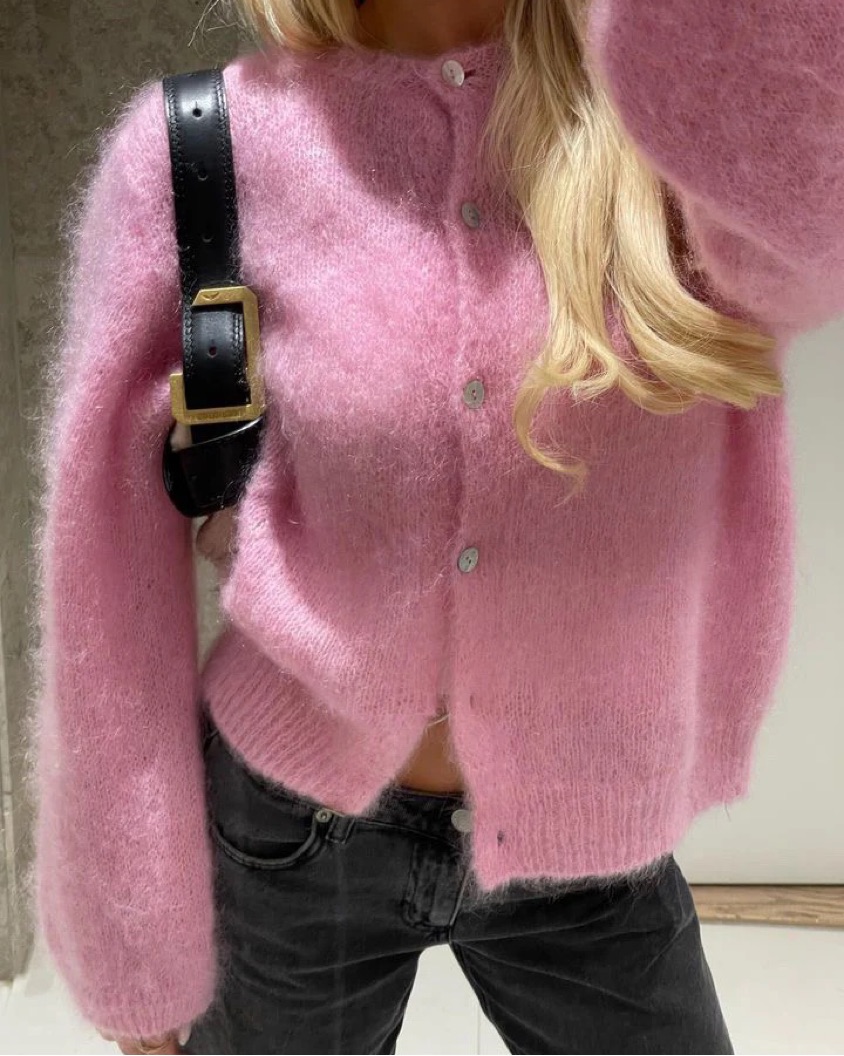 Pienpino Viral Pink Mohair Cardigan Pickle
