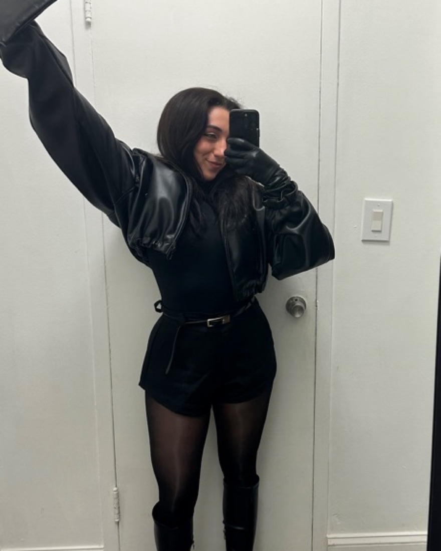 KHY Faux leather cropped hooded jacket Pickle