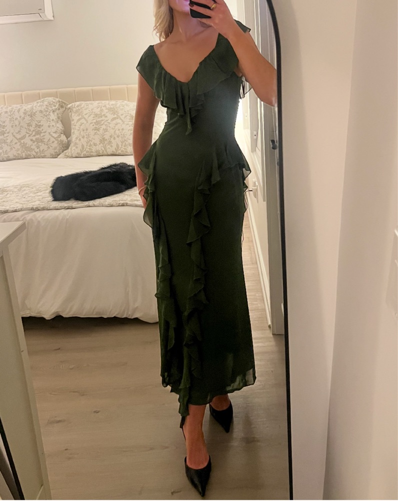 Silvana Dress in Fern Green Pickle