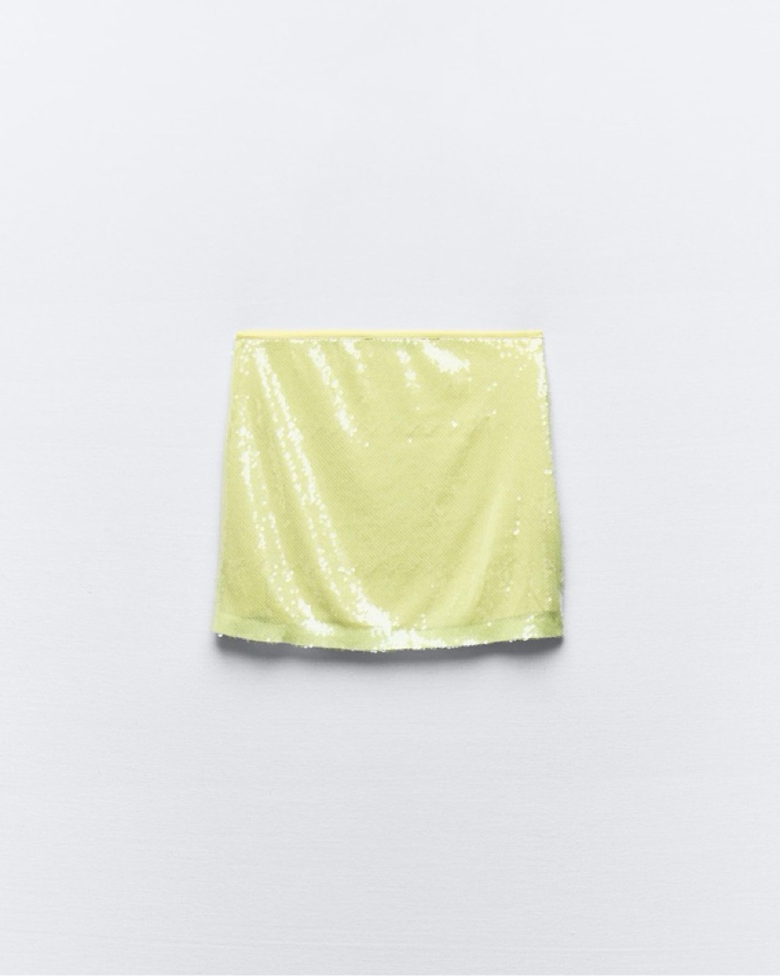 Zara Sequin Yellow Mini Skirt Pickle