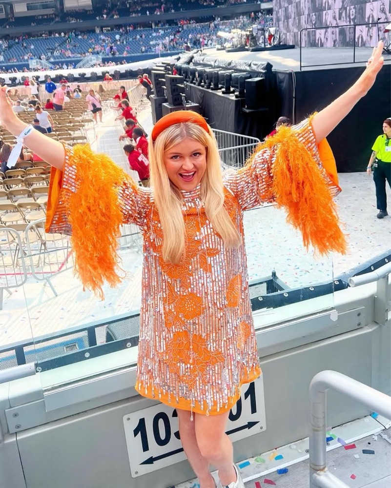 ASOS Orange Feather Dress Pickle