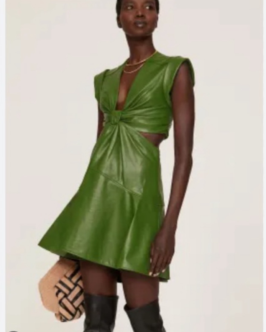 A.L.C Green Leather Mini Dress | Pickle 