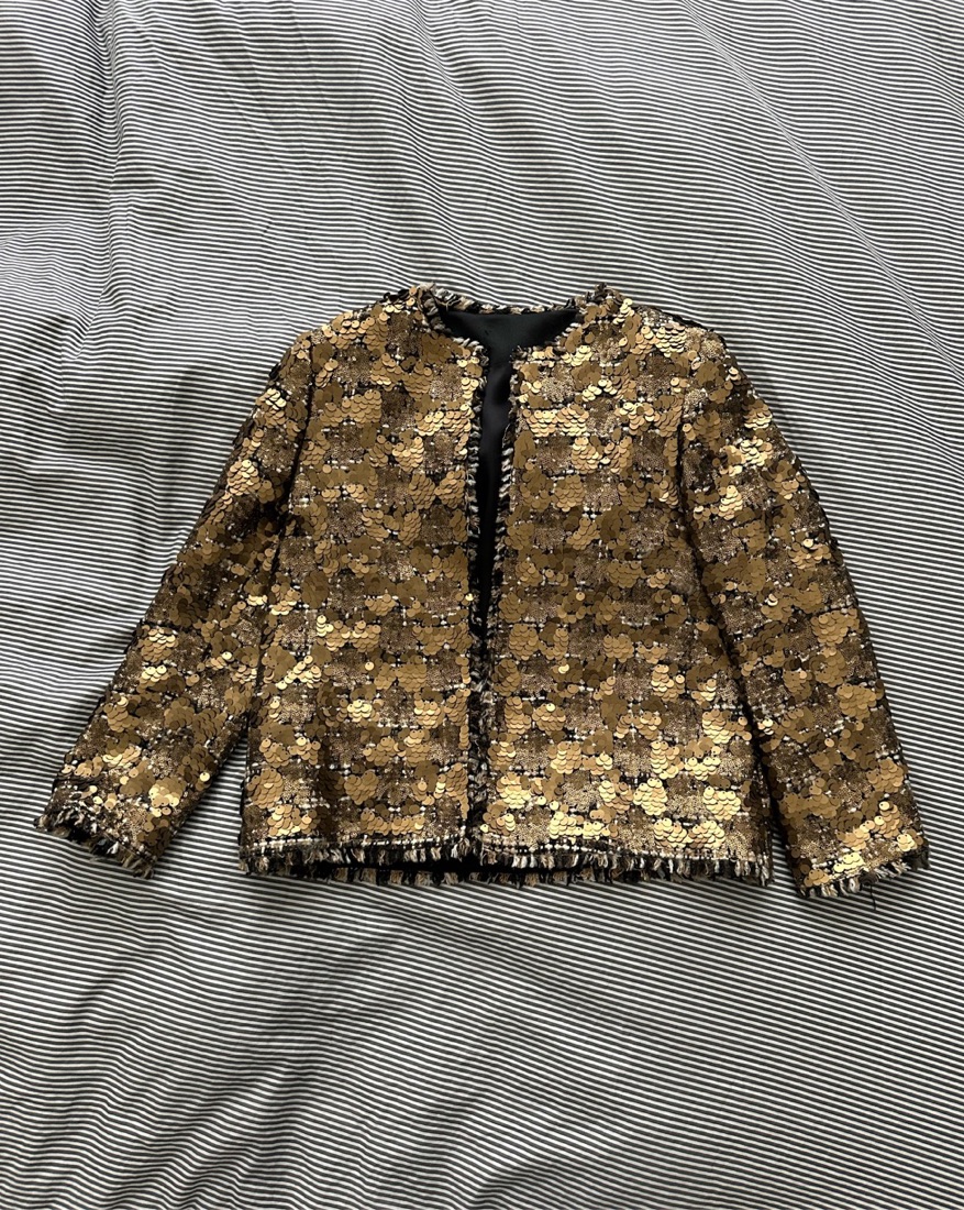 Zara Gold Sequin Jacket Pickle
