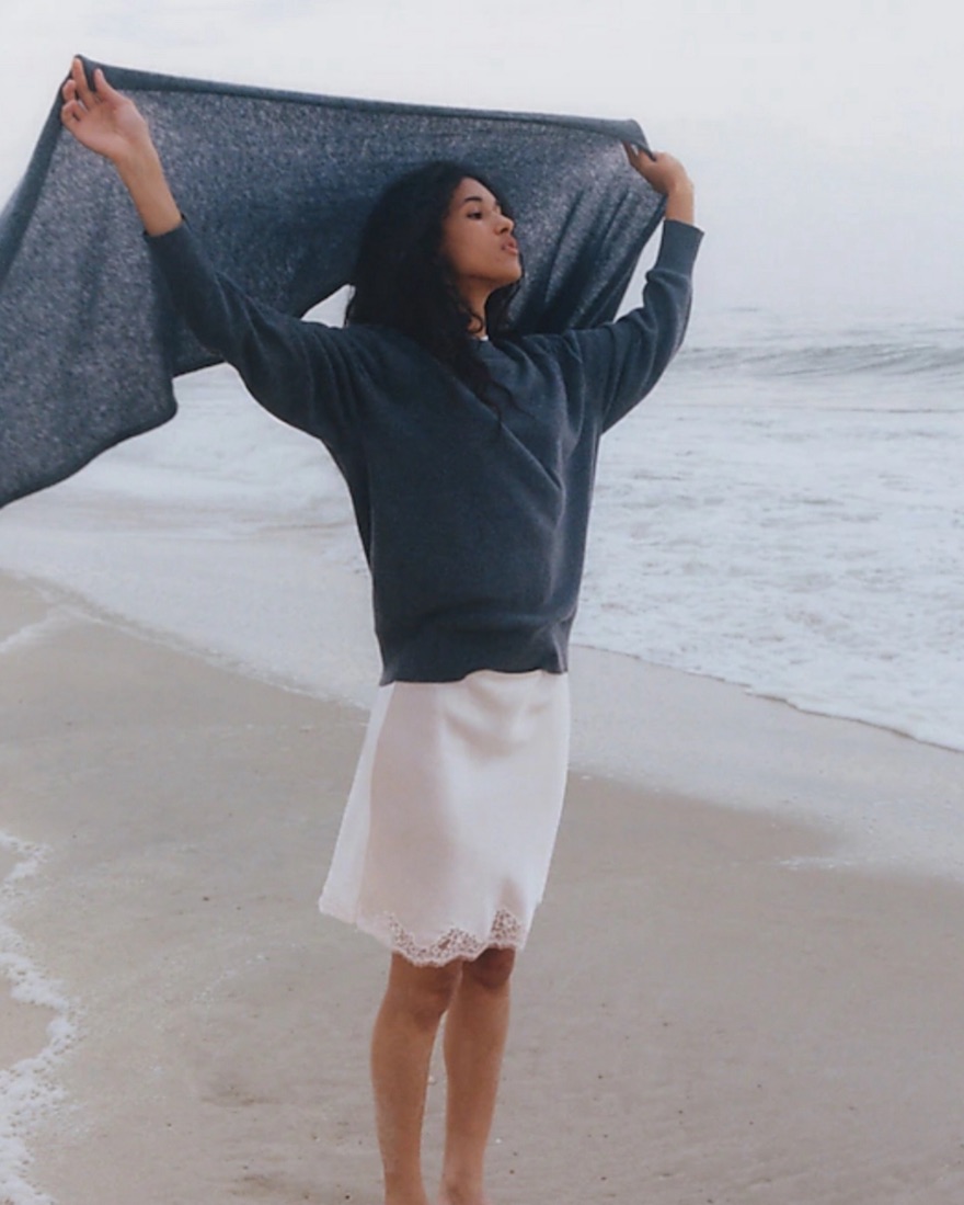 Crew Gwen lace-trim slip skirt Pickle