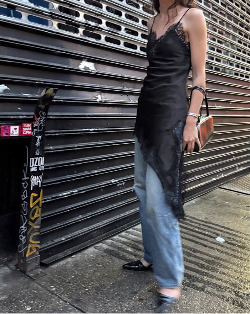 Zara Asymmetrical Black Lace Mini Dress Pickle