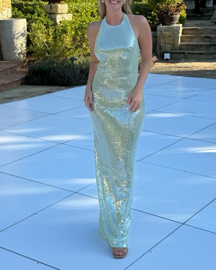 Reformation Elowyn Dress Sea Foam Pickle