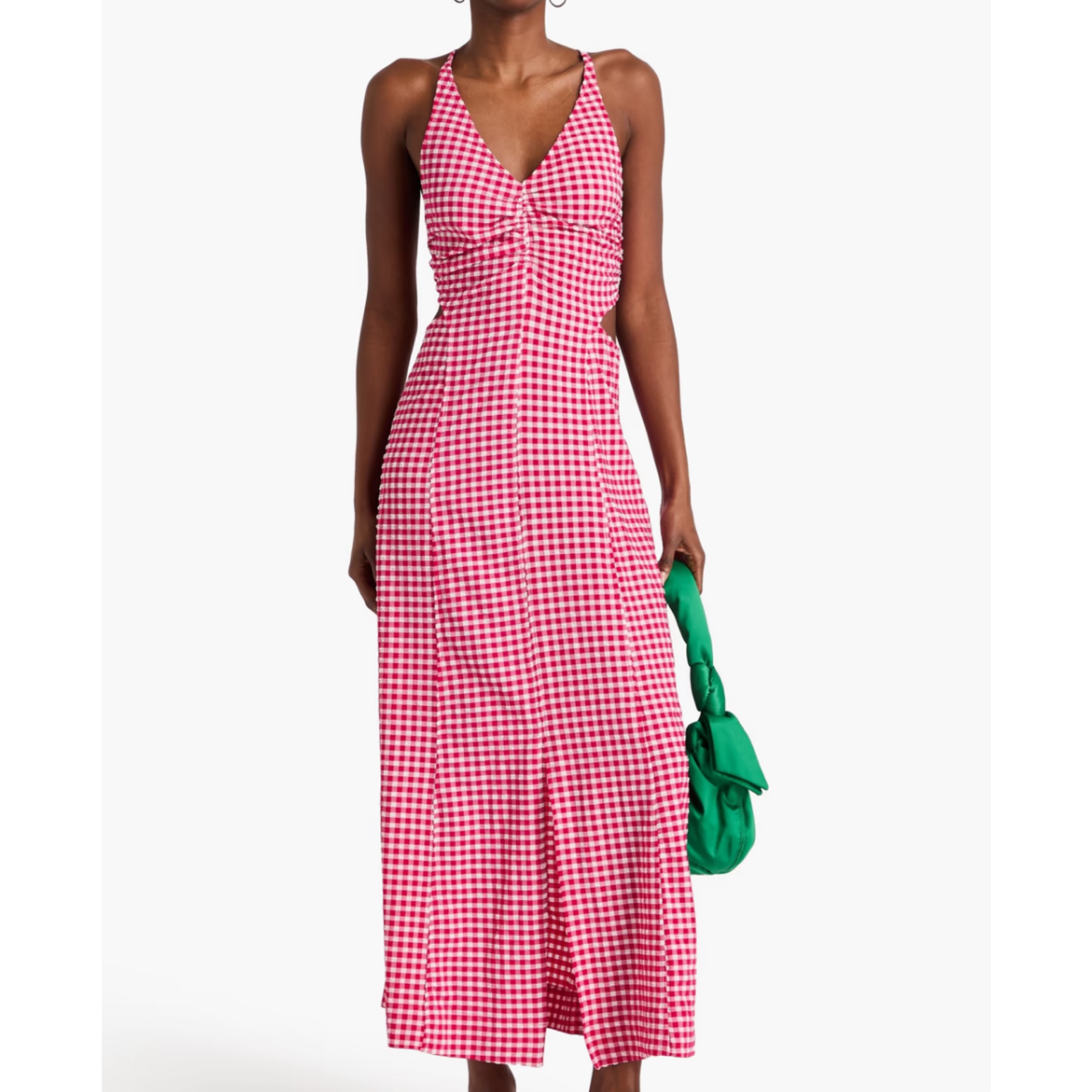 Midi Dress Ganni Gingham Ganni Gingham Maxi Dress Pickle