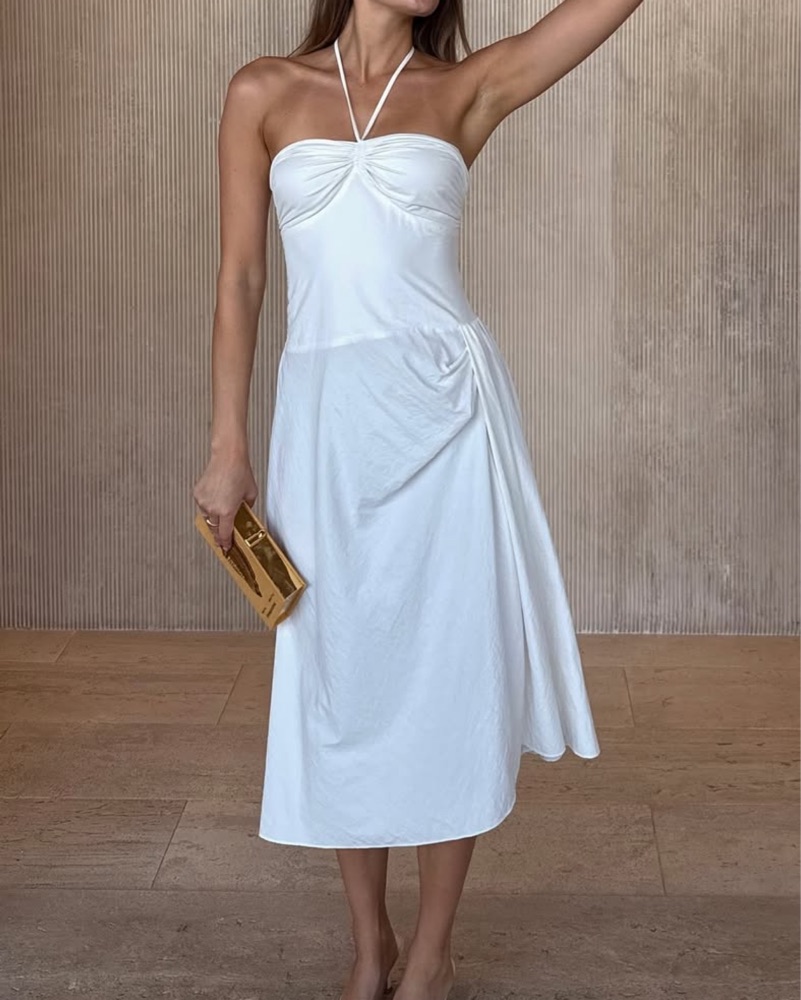 Orseund Iris Bardot Midi Dress Pickle