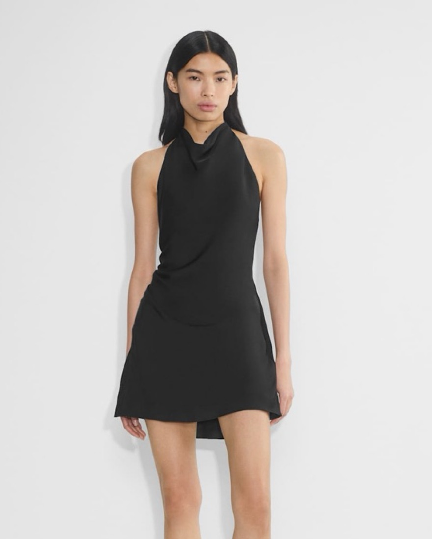 Aritzia Babaton Black Satin Mini Dress Pickle