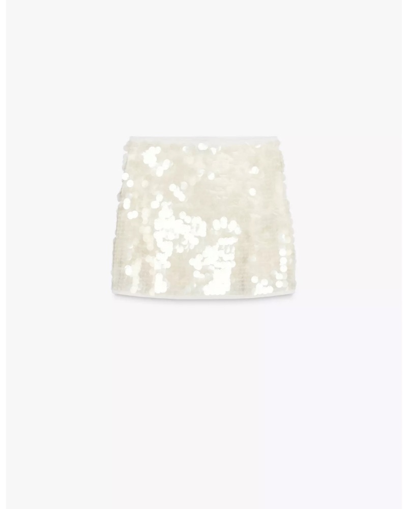 Zara White Sequin Mini Skirt Pickle