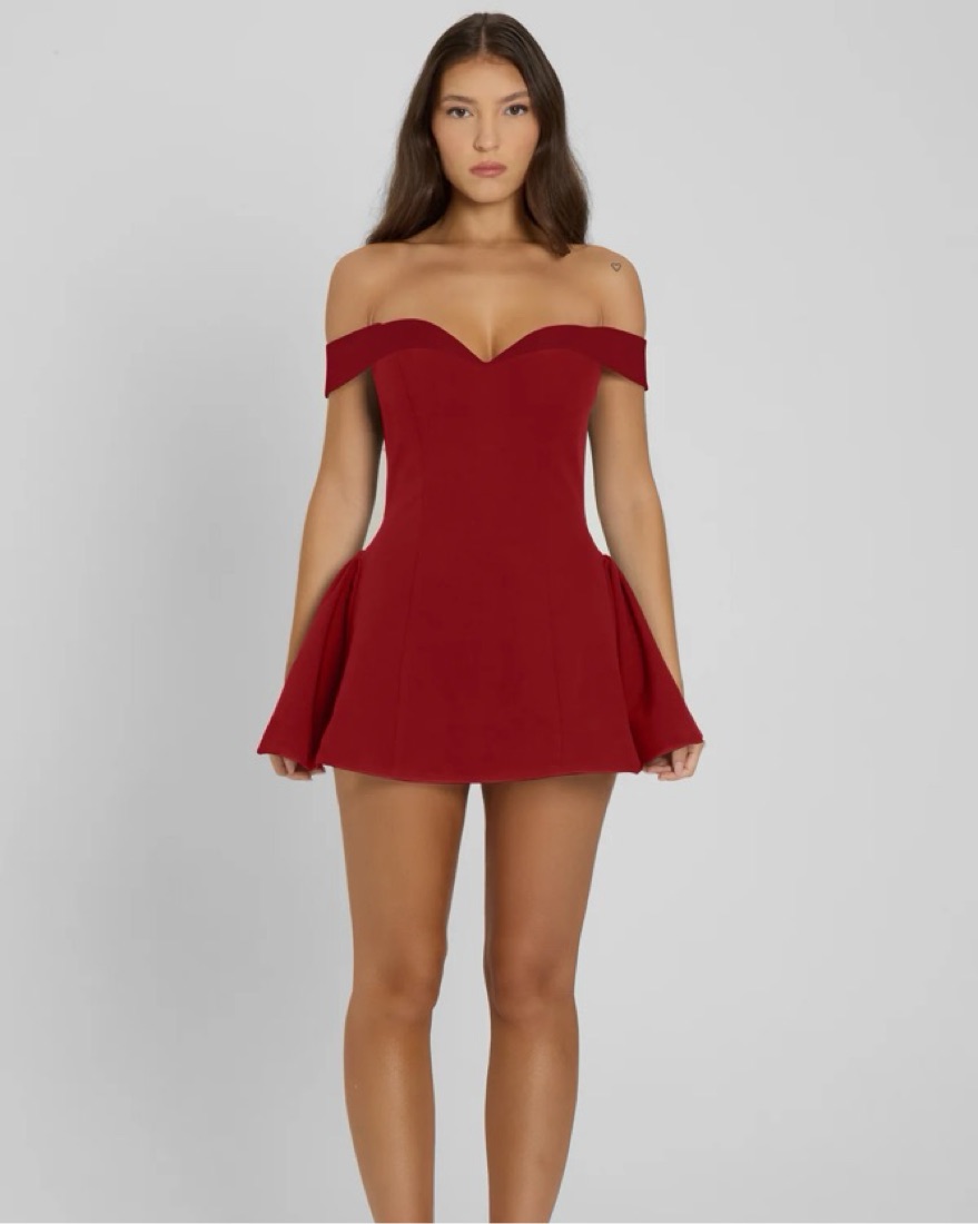 RAQUEL BABYDOLL CORSET MINI DRESS RED Pickle