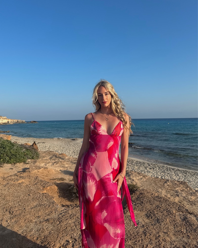 Zara Foulard Print Long Dress Pickle