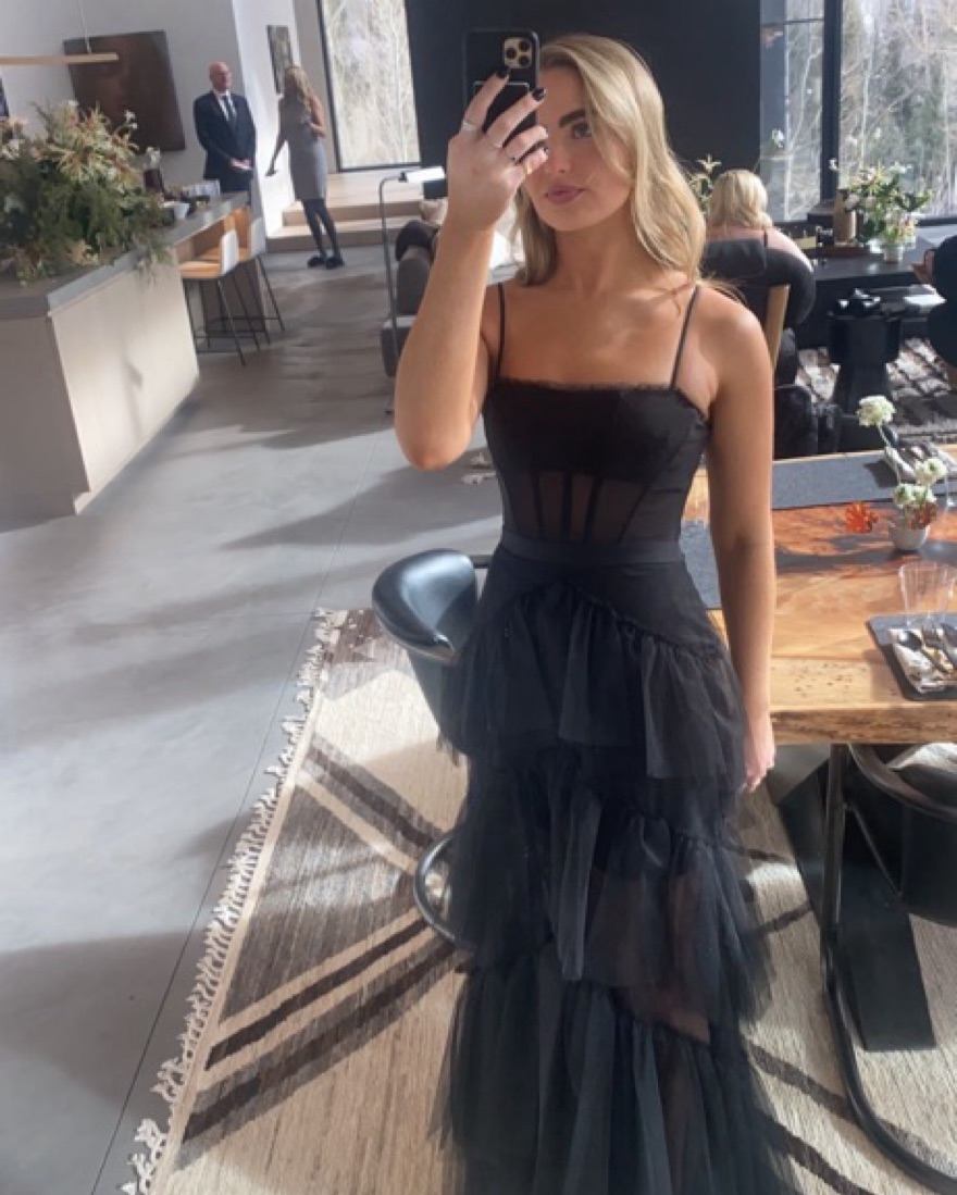 Revolve Black Corset Tulle Gown Pickle