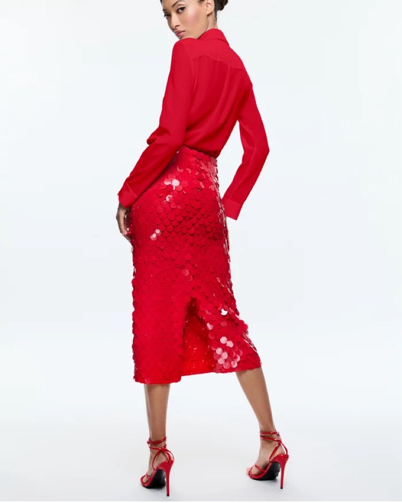 Sequin Midi Pencil Skirt Asos Sequin Red Pencil Skirt Asos ASOS