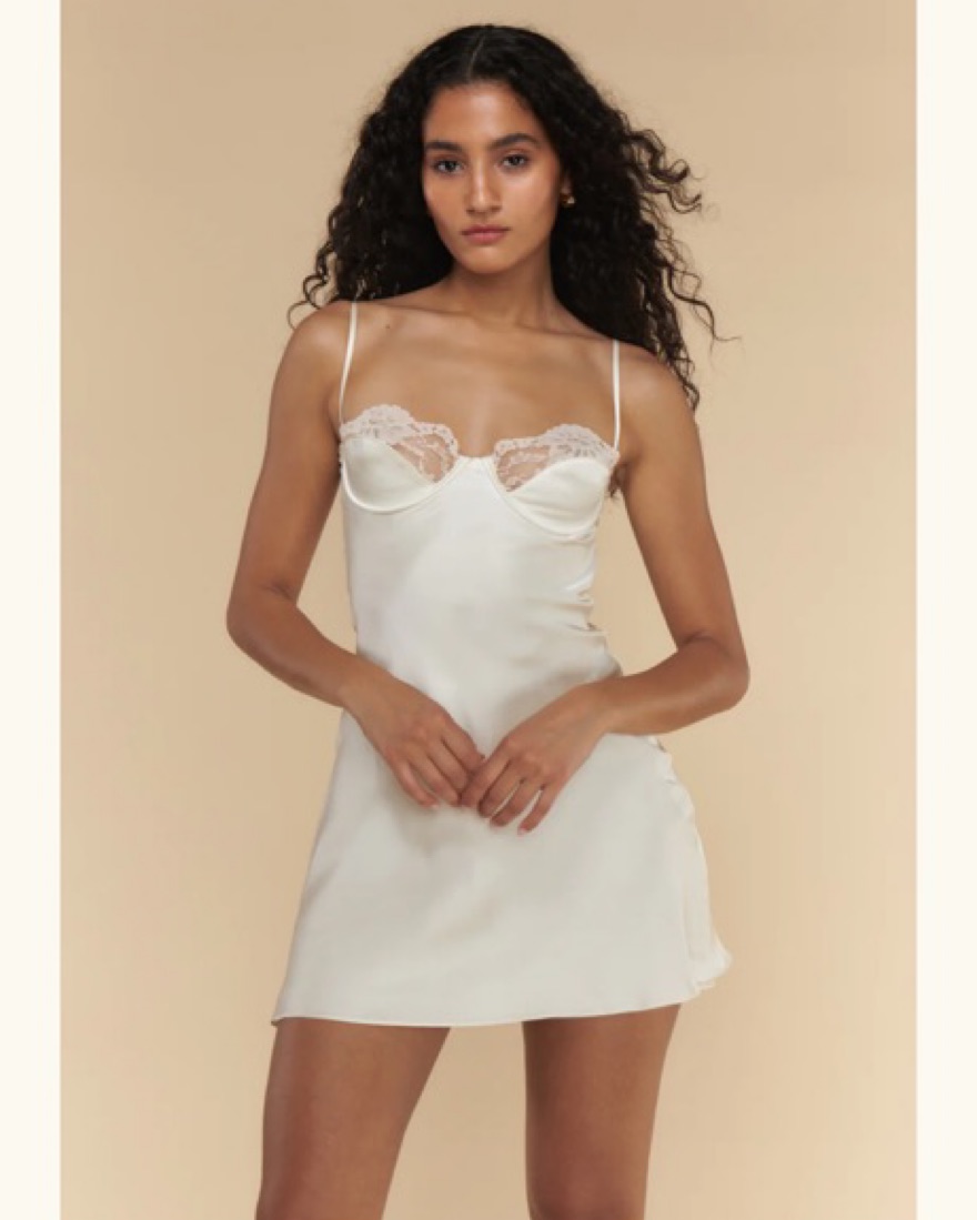 Mirror Palais White Underwire Slip Dress Pickle