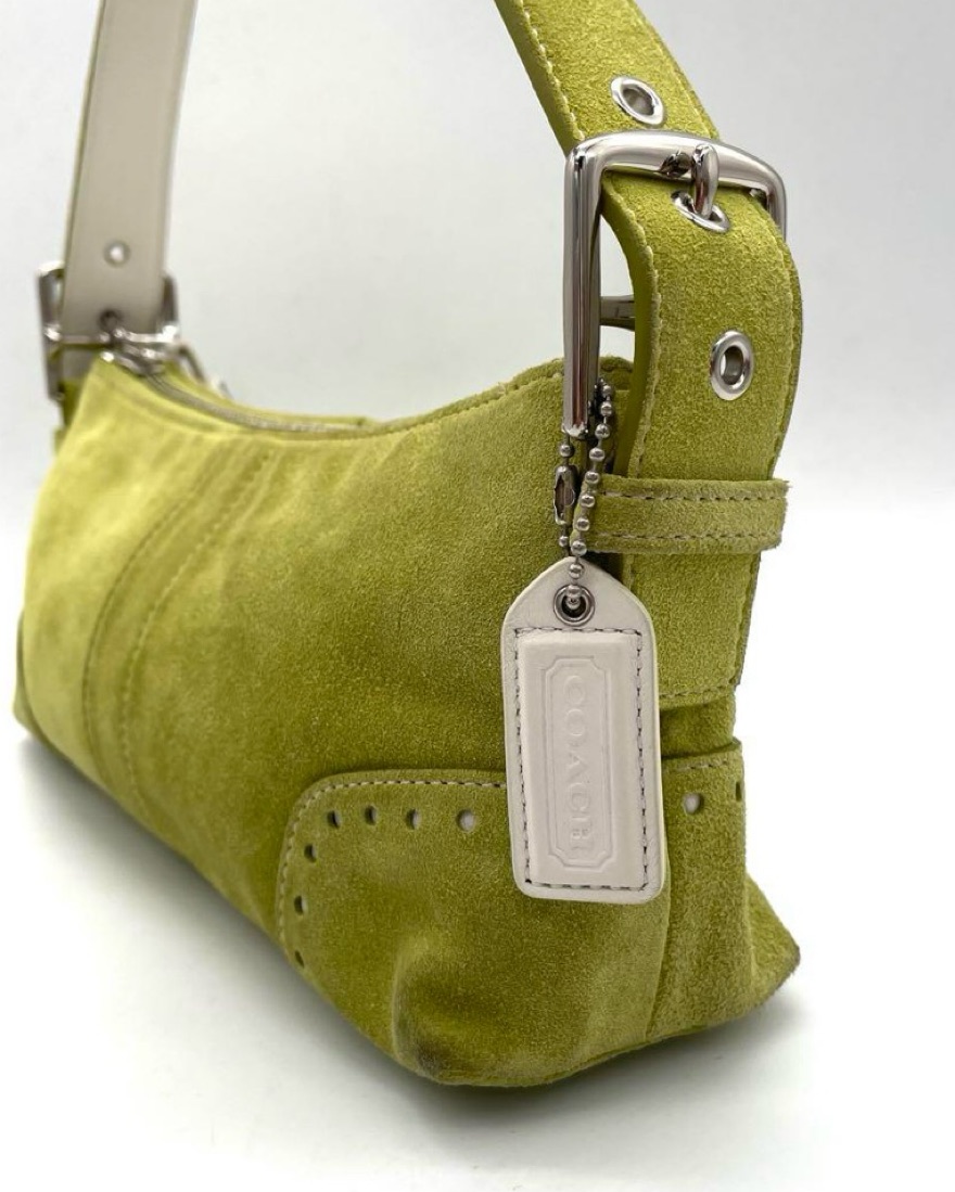 Coach Green Suede Baguette Bag Y2k | Pickle