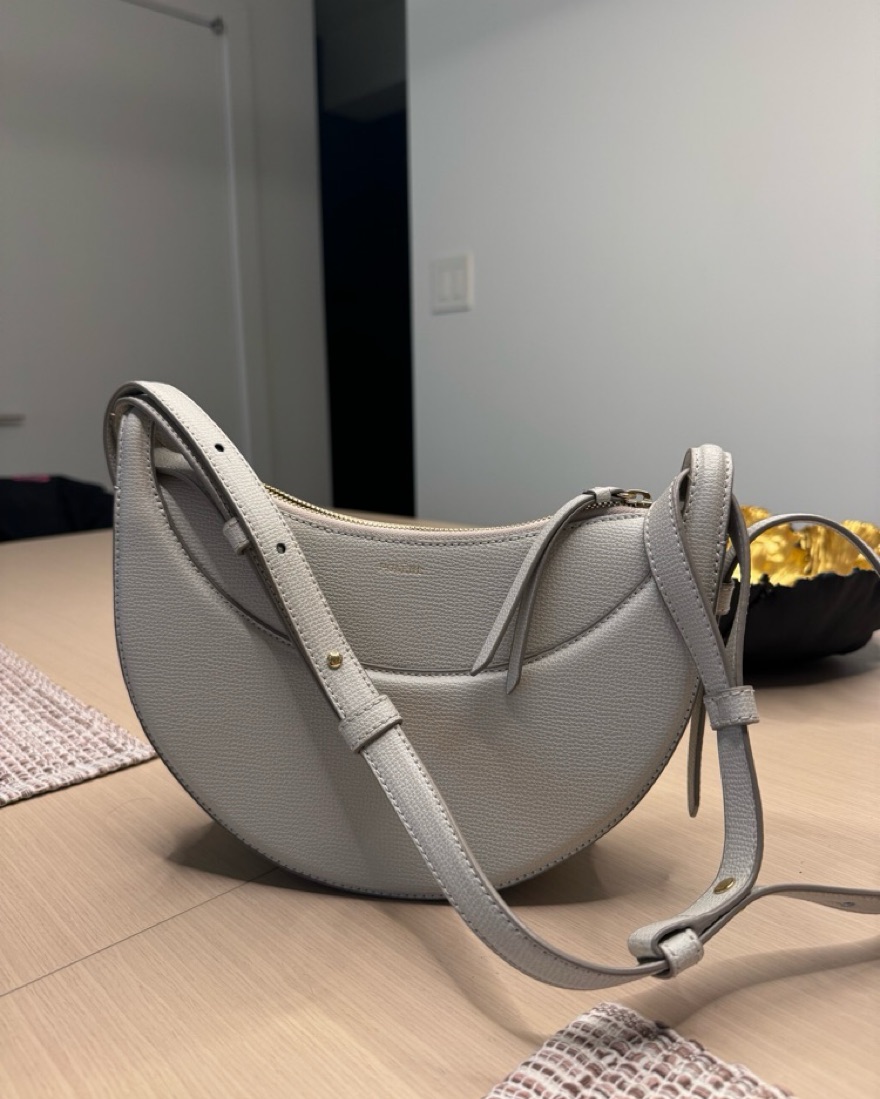 Polene Grey Bag Polene Cyme Mini In Italian Full-Grain Textured