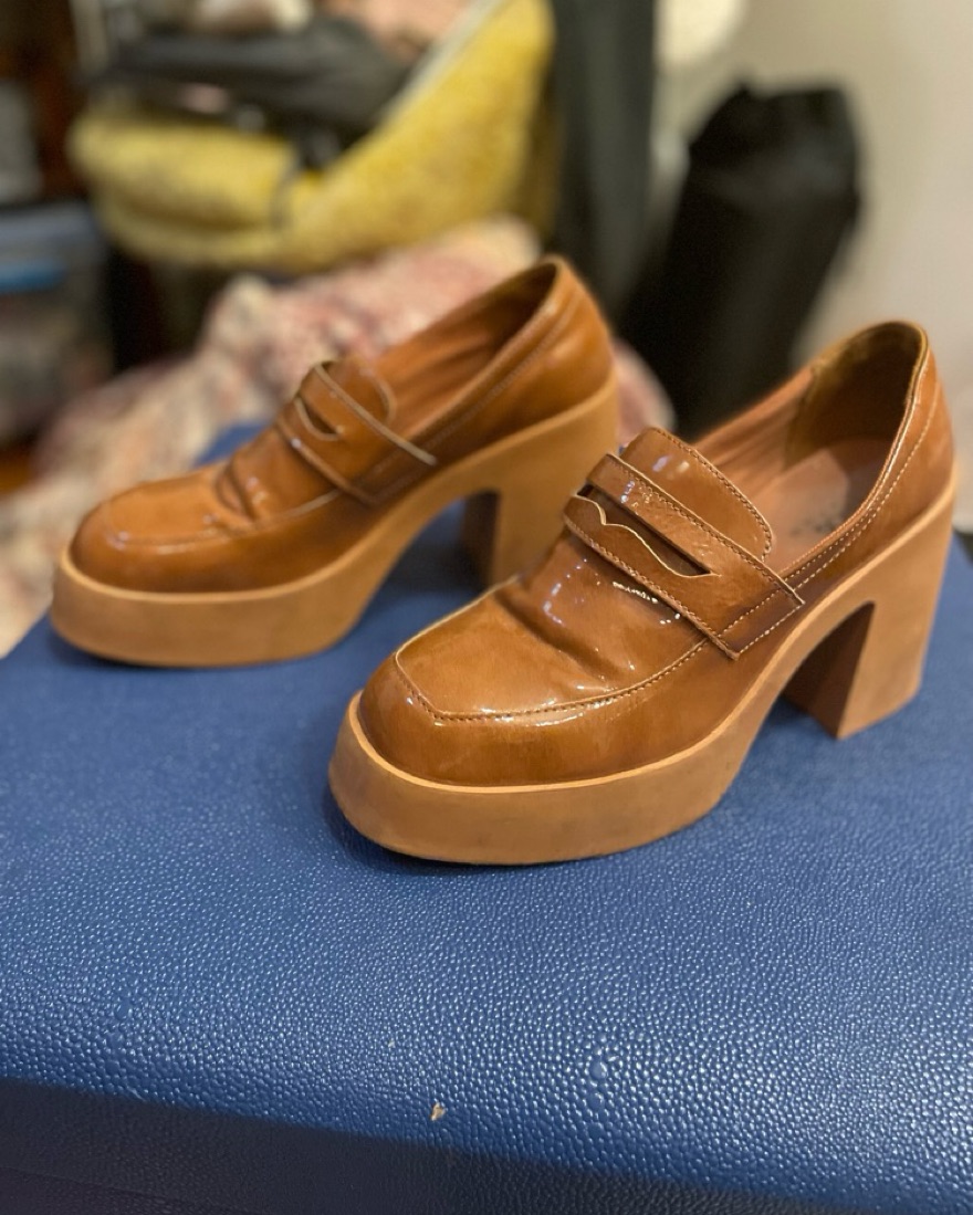 Brown Chunky Loafers Heels ASOS DESIGN Palette Chunky High Heeled