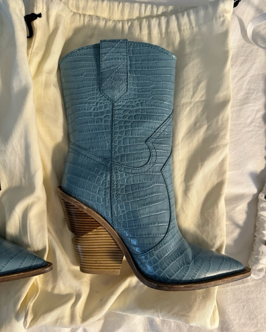 Fendi Printed Fendi Western Boots Fendi Blue Cowboy Boots Pickle