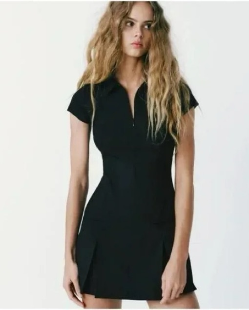 Zara Short Black Pleated Dress Pickle
