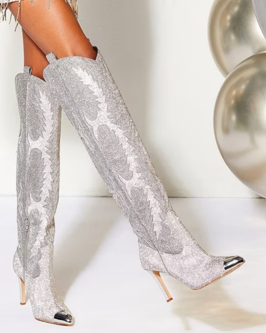 Over The Knee Rhinestone Boots Pickle